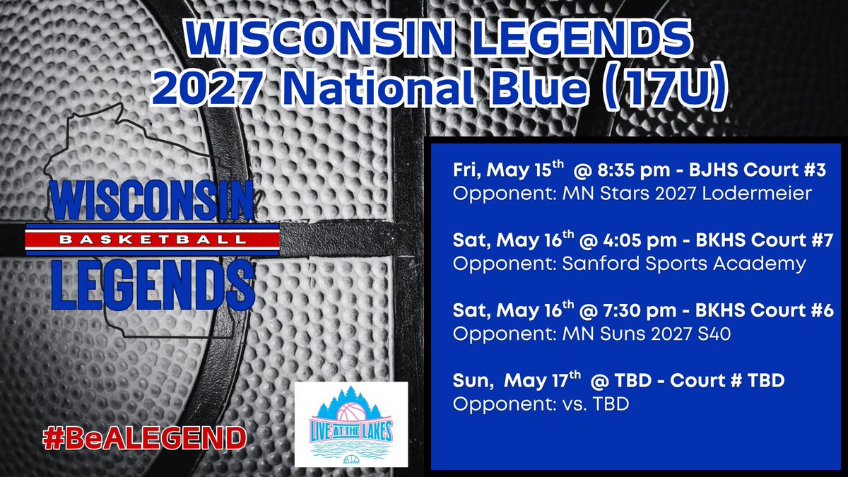 Calliepomrening's tweet photo. Schedule for this weekend in Minnesota!! Can’t wait to play again‼️ Come and watch!! #bealegend @wilegends https://t.co/36zVUtbY6Z