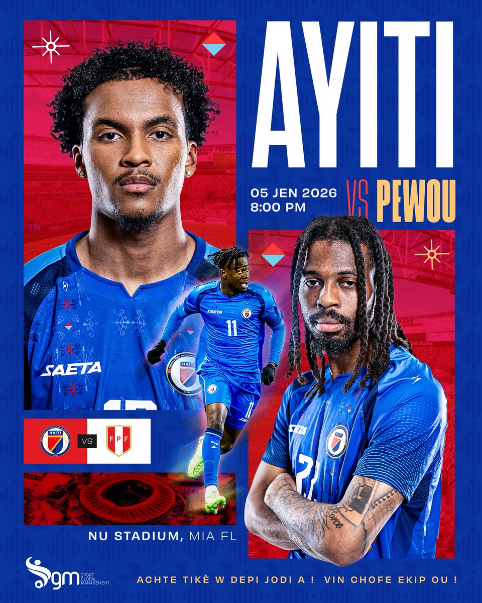 fhfhaiti's tweet photo. Grenadye yo pare pou yon lòt gwo tès kont Pewou.

Chak match se yon lòt okazyon pou montre fòs nou ak jan nou pote drapo Katrin Flon te koud la ak fyète. 

Ann kontinye fè bri pou ekip la.
Vin mete fòs nou ansanm dèyè mesye yo. Nou tout se Grenadye !

Achte tikè w depi jodi a! https://t.co/hGodKMNLXy