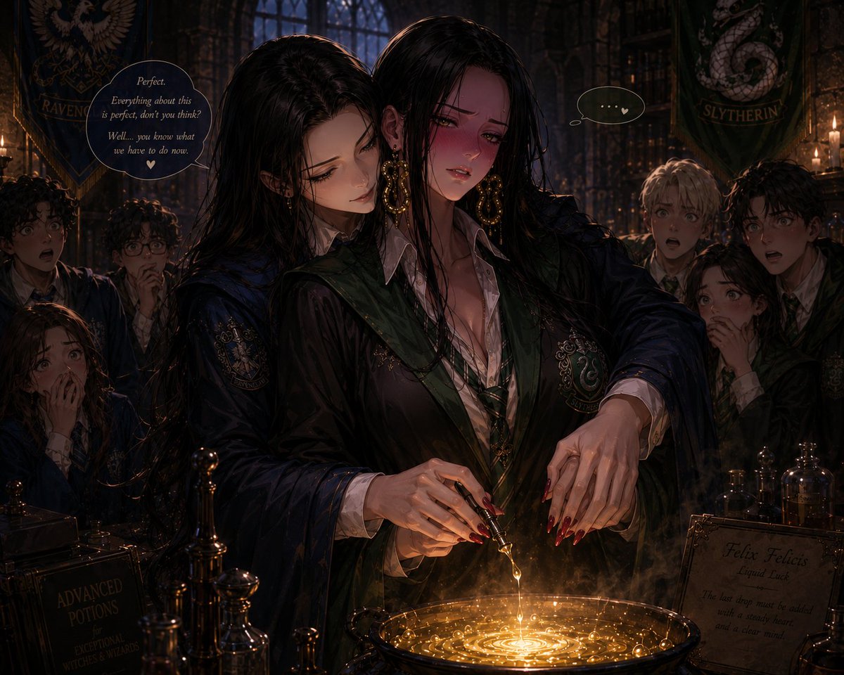 teamrocketyy's tweet photo. Nico Robin X Boa Hancock 
Harry Potter AU

The Raven and the Serpent

Boa Hancock needed a Yule Ball date to silence the "flobberworm" minds of her suitors. She chose Nico Robin because she was quiet.

#Hanrobi
#RobinXHancock
#Snakefleur

https://t.co/S1O3I8yruI https://t.co/xhIp6JLfQC