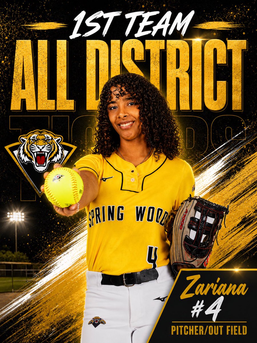 SWTigersoftball's tweet photo. Congrats Zariana!
@sbisdathletics 
@SwhsClub 
@SpringWoodsHigh 
@CoachRohrs https://t.co/D3VmNYnfbD