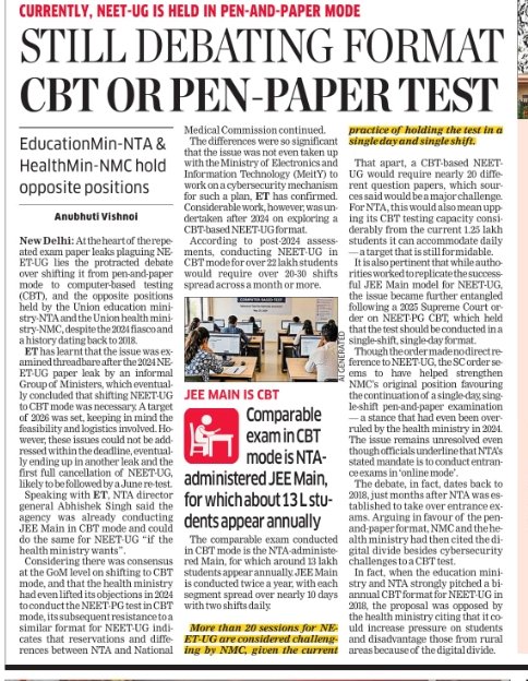 subrahyd's tweet photo. @dpradhanbjp @PMOIndia 
@narendramodi In this era of GRE-style, on-demand, statistically normalised exams, why does NMC still insist on pen-and-paper NEET in a single session which is the source of all irregularities? Is it just inertia, resistance to change or something more? https://t.co/pyFpiLkojW
