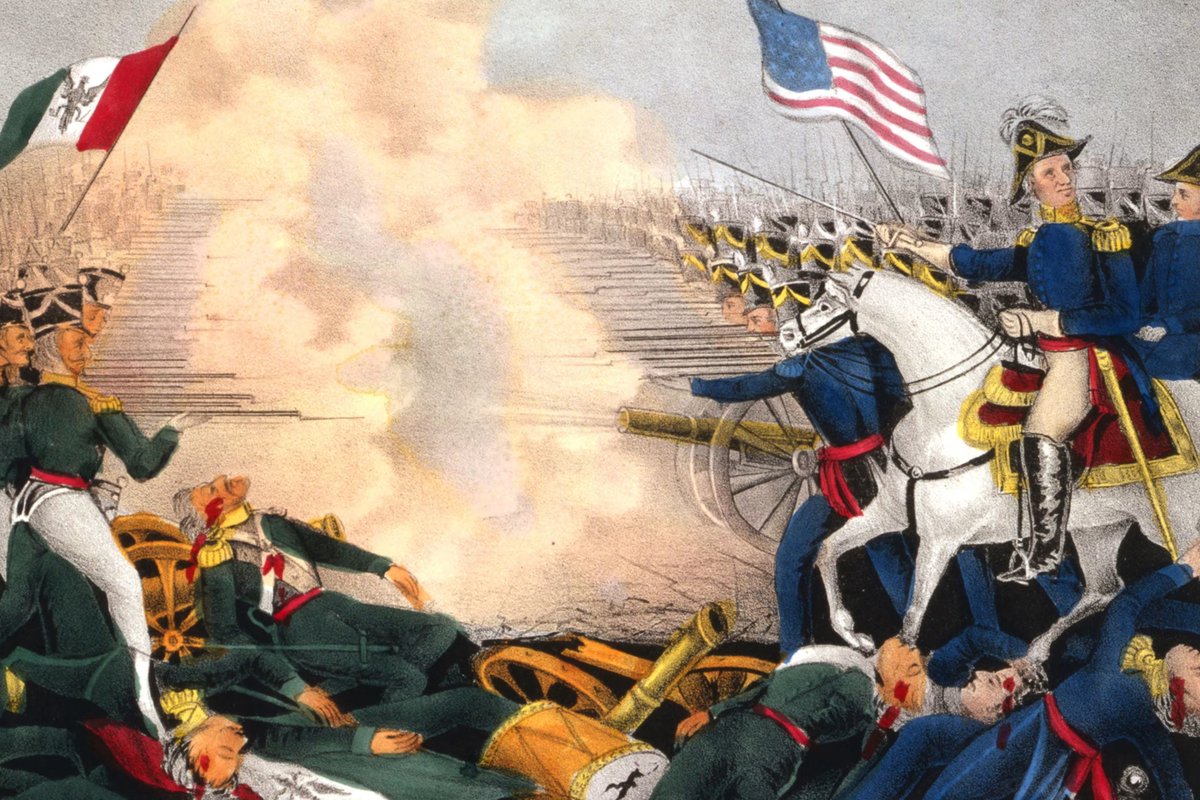EchoesofWarYT's tweet photo. 180 years ago today, May 13, 1846, the United States declared war on Mexico.

Less than 2 years later, Mexico had lost over HALF its territory. What is now California, Nevada, Utah, most of Arizona and New Mexico, and parts of Colorado, Wyoming, Kansas, and Oklahoma. All of it was Mexico until 1848.

President James K. Polk justified the war by claiming Mexico had "shed American blood on American soil."

A freshman Congressman from Illinois didn't buy it. Abraham Lincoln stood up in the House and demanded Polk identify the exact "spot" where it happened. Polk couldn't. Lincoln was mocked as "Spotty Lincoln," and lost his seat.

Henry David Thoreau refused to pay taxes in protest. He was thrown in jail and wrote an essay about it called "Civil Disobedience." That essay later inspired Gandhi. Then Martin Luther King Jr.

Ulysses S. Grant fought in the war as a young lieutenant. Decades later, in his memoirs, he wrote:

"I do not think there was ever a more wicked war than that waged by the United States on Mexico. I thought so at the time, when I was a youngster, only I had not moral courage enough to resign."

The war that doubled America. The war that made Lincoln, Grant, Lee, Sherman, and Jackson into household names. The war almost no one talks about anymore.

It started on this day.