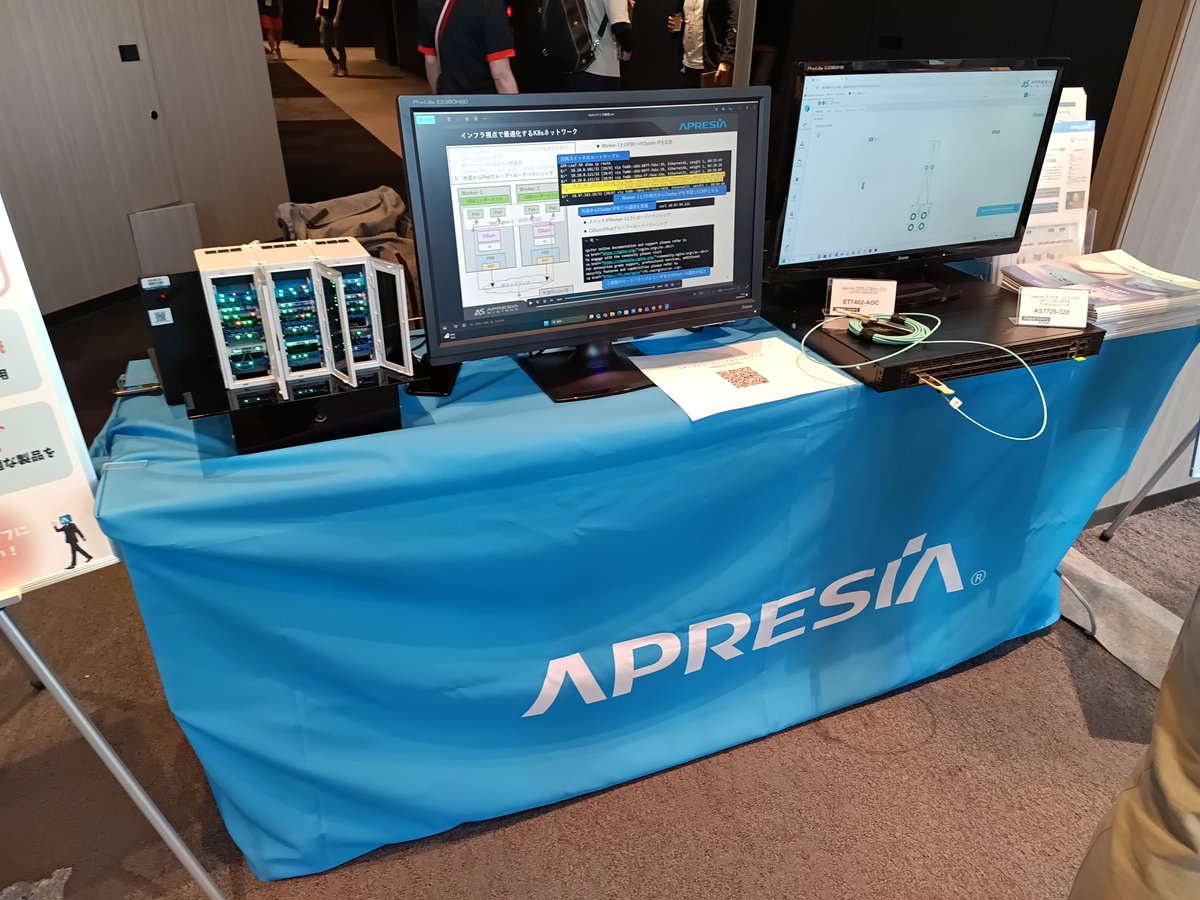 wakababest's tweet photo. 手のひらネットワーク機器を改造してランプが点滅する展示がある #cloudnativekaigi https://t.co/5poFnuQwVW