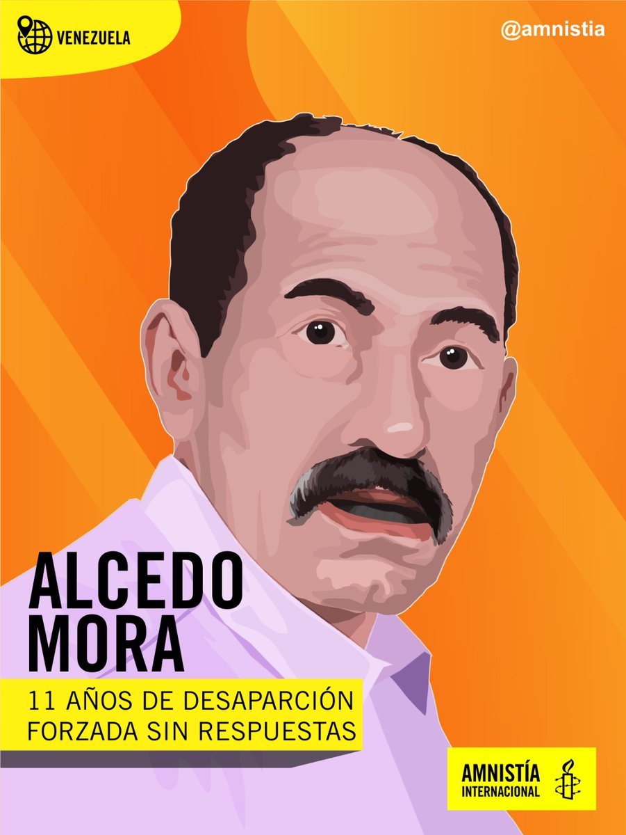 tiafatimasaleh's tweet photo. DESAPARECIDO desde el 2015

Alcedo Mora: 11 años después 

El 27 de febrero de 2015 el dirigente y activista político y social, Alcedo Mora, salió de su casa a su trabajo 

Fue la última vez que sus familiares lo vieron. Funcionarios policiales se lo habrían llevado 

Días previos había denunciado un hecho de corrupción que implicaría a funcionarios estadales. Once años después no hay respuestas

Vía @amnistia