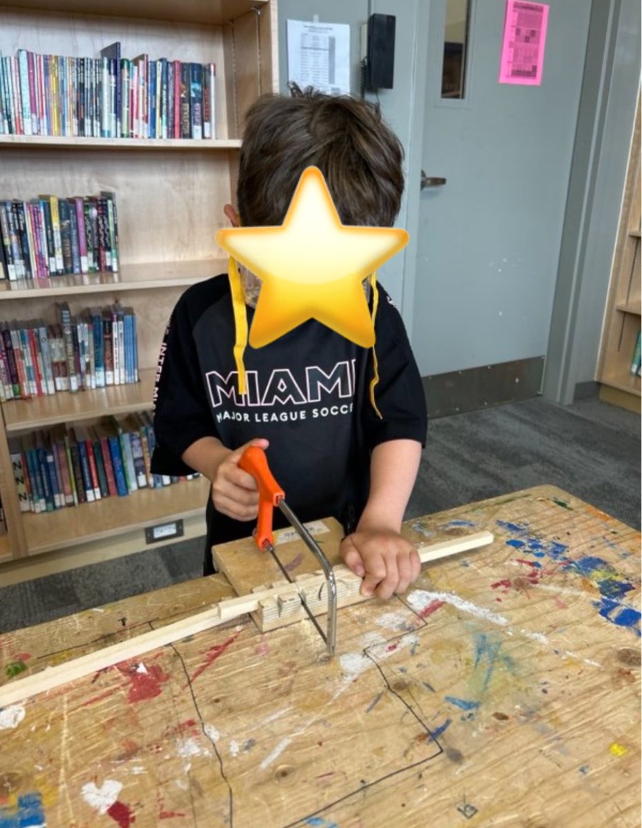 RolphRoadSchool's tweet photo. Some of our younger students in gr. 1 &amp; 2 learned to cut wood today.  They are working on a special project for their families to celebrate #internationalfamiliesday this month. We can’t wait to see the final products! @tdsb @TDSBLibrary @alstefanoff @Frances_TDSB @npersaudLC4 https://t.co/SxswFCqjOO