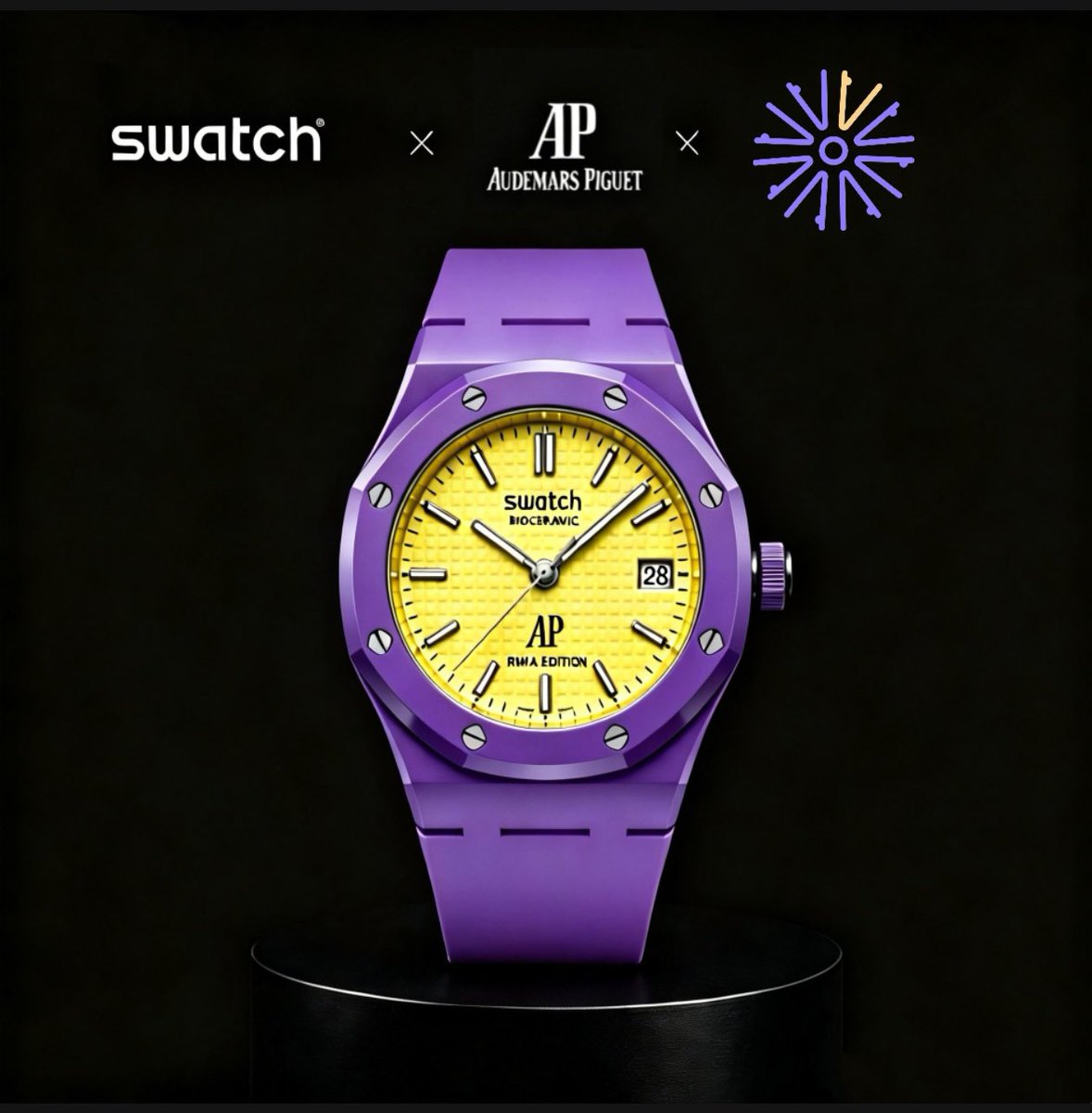 ATTEX_ai's tweet photo. @solana @Shibtoken Who isn't a kid at heart? How could I miss out on a collaboration with a top brand?@AudemarsPiguet @Swatch https://t.co/TnuhZA7TlN