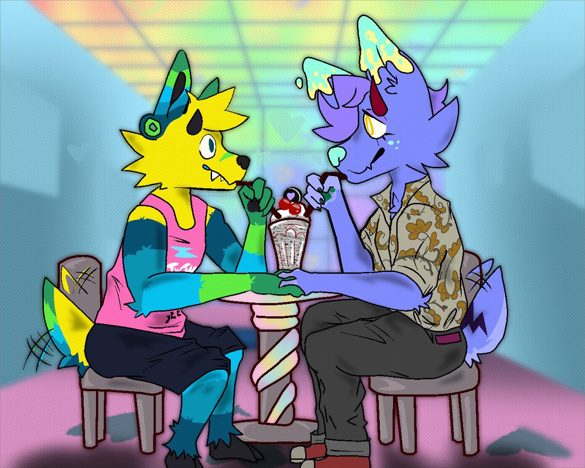 Goopdroops's tweet photo. Happy Valentine’s (late) 

-art of me and my bf 

#digitalart #digital #fursona #furry #furryart https://t.co/9uRuvqztPW