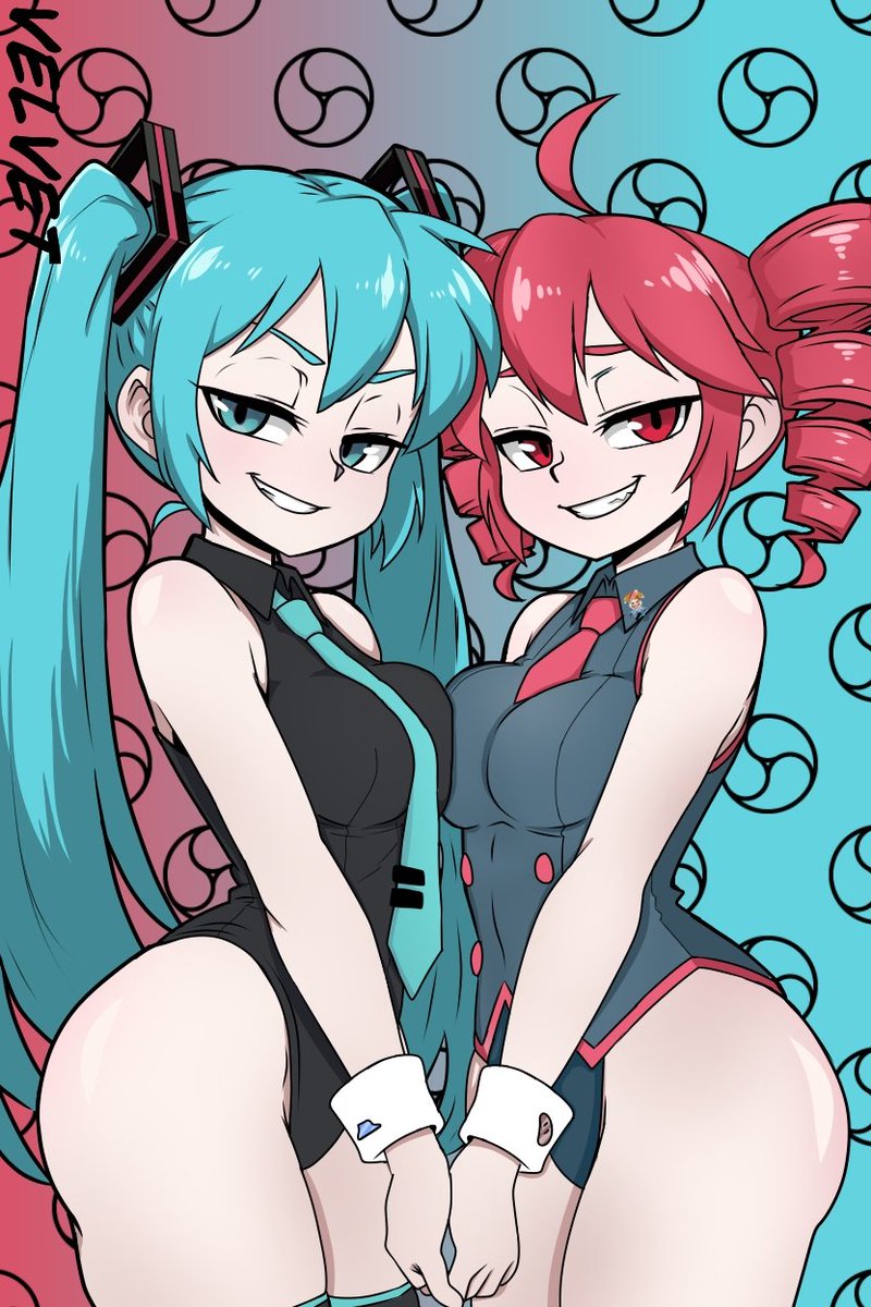 VelvetAbyssNSFW's tweet photo. I drew these two with all my soul 💙❤️
Ready to cause some trouble! What do you think? 
#HatsuneMiku #Vocaloid #Fanart #DigitalArt #AnimeArt #NSFW #NSFWart #MikuFanart https://t.co/jEIcPK3ryH