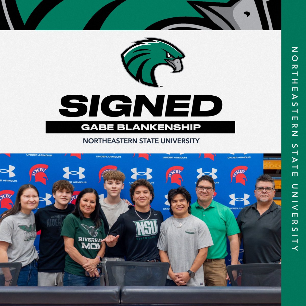 HomeofSpartans's tweet photo. Congratulations to Gabe Blankenship on signing his National Letter of Intent to play Football at Northeastern State University! #NationalSigningDay | #BixbySpartans | @BixbySpartanFB https://t.co/nnzpwq6Bkv