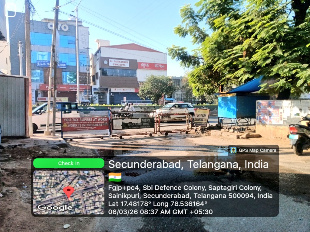 VaranasiKK1's tweet photo. @GHMCOnline 
@malkajgiriTrPS 
Special thanks for good  change by our malkajgiri traffic police team regarding  public  inconvenience   of has been solved  thank you ❤️ https://t.co/b21flTHovH