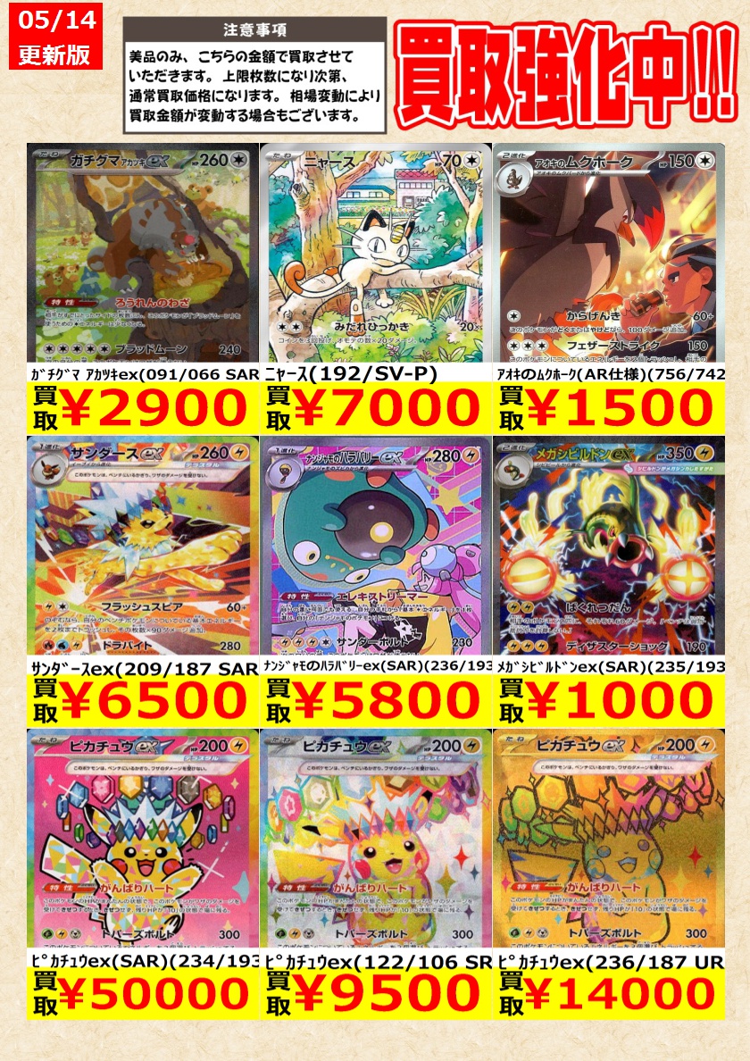 ポケモンカード】 ﾒｶﾞﾙｶﾘｵex(SAR)(088/063) ｲｰﾌﾞｲex(224/187 SAR) 告知