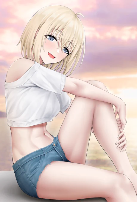夕暮れの海に、頬を染めた君が