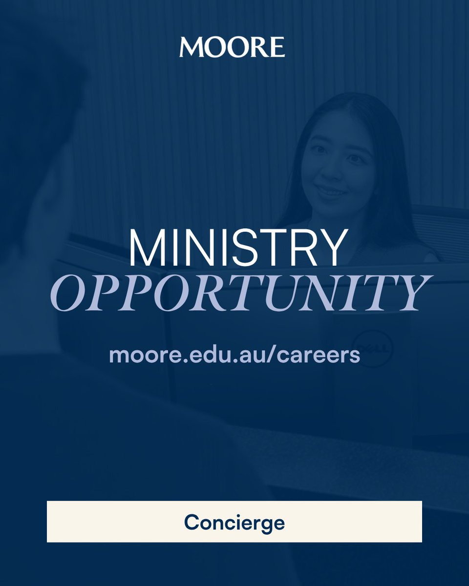 MooreCollege's tweet photo. Moore Theological College is seeking a friendly and professional Concierge to join our Operations team in a temporary full-time role for up to 12 months.

Based in Newtown, this role is a key point of contact for visitors, enquiries and campus operations, helping support the life and ministry of the College through excellent service and administration.

If you have strong customer service and administrative experience, enjoy working with people, and would love to contribute to a Christian community focused on gospel ministry, we’d love to hear from you.

Applications close Tuesday 26 May, 5pm AEST.
Learn more and apply: https://t.co/mk9ELdRGzn