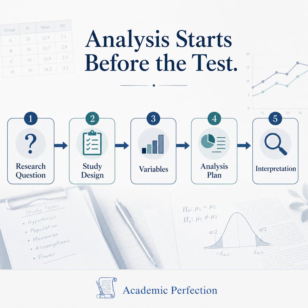 AcademPerfect's tweet photo. Statistics should not start with “Which test should I run?”
It should start with the research question, study design, variables, assumptions, and interpretation.
A p-value is not the whole story.
#academicperfection #StatisticalAnalysis https://t.co/HotsJ08TkW
