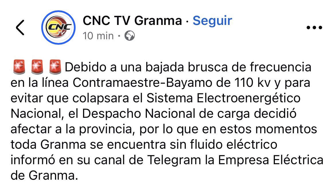 MarioJPenton's tweet photo. 🔴Apagón masivo en Granma #YAESHORA https://t.co/yH65ODC9S4