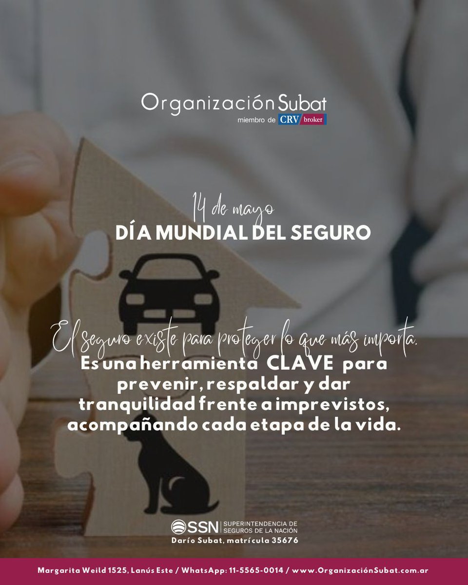 orgsubat's tweet photo. Hoy celebramos el Día Mundial del Seguro, una fecha que pone en valor la importancia de estar protegidos.

#SomosOrganizacionSubat

📍 Margarita Weild 1525 | Lanús Este
📲 Conectá con nosotros vía #WhatsApp al 11-5565-0014
🌐 https://t.co/AoeFsEIib6

#seguros https://t.co/adJaMegSGv
