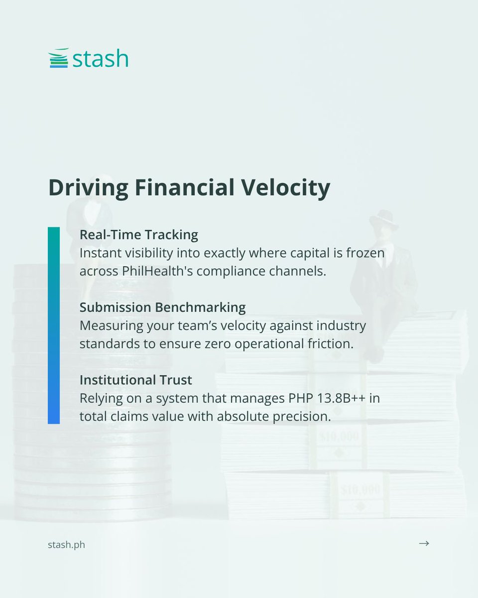 OfficialStashPH's tweet photo. Frozen capital is a threat to growth. Stash PH provides the real-time A/R tracking and submission benchmarking needed to accelerate your hospital’s cash flow velocity.
Master your pulse: https://t.co/ZAzUNX7E46
#TheStashStandard #HospitalFinance https://t.co/ytqOcw1sRH