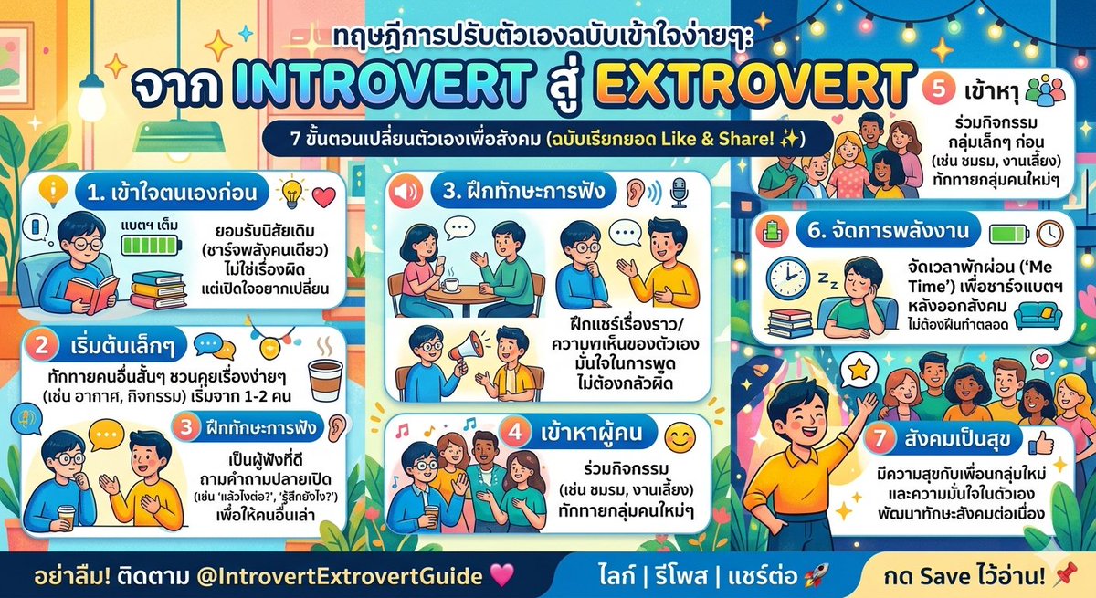 MindEcho92's tweet photo. แด่มนุษย์ผู้เป็นสัตว์สังคม
#Extrovert #Introvert #การพัฒนาตัวเอง #การจัดการตัวเอง https://t.co/fXEuVQXZ0i