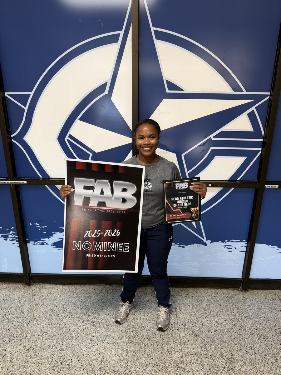 FBISDAthletics's tweet photo. Congratulations to Bianca Allen of Clements HS on being nominated as the FAB Awards Head Athletic Trainer of  the Year. The winner will be announced on May 20th. https://t.co/PViEWv6hT7