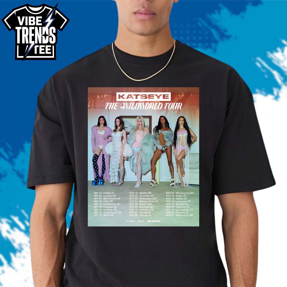 vibetrendstee's tweet photo. EYEKONS, are you ready?! 🌍✨ KATSEYE is officially hitting the road for "The Wildworld Tour 2026," kicking off in Dublin on Sept 1st! 🇮🇪

It’s time to gear up for the show of a lifetime. Check out the exclusive tour merch collection below! 👇

#KATSEYE #TheWildworldTour #EYEKONS https://t.co/M9hGyb4hx0