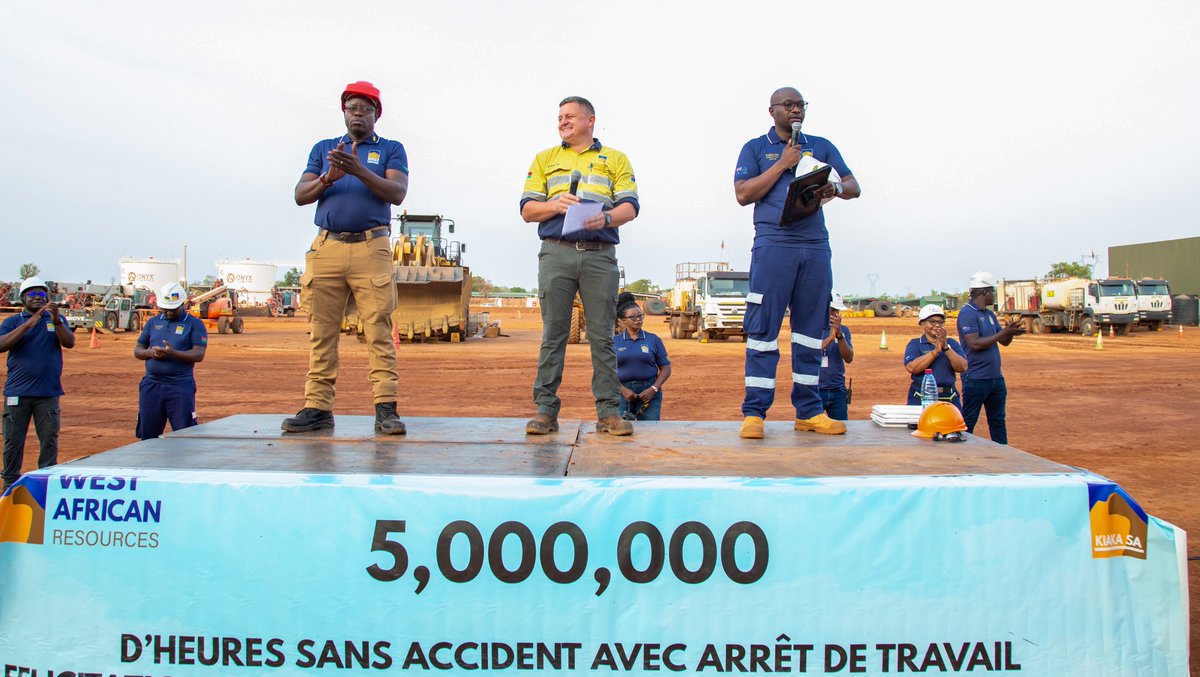 WAFresources's tweet photo. On the 3rd of May the team at Kiaka marked a significant milestone of 5,000,000 hours worked without a Lost Time Injury (LTI). This achievement reflects a consistent effort from all teams across the site to ensure that hazards are identified and controls are applied to keep everyone safe. The strong safety record at West African Resources $WAF is built upon proactive reporting, sustained operational discipline, and leadership in the field.

Celebrations to mark this event included a large gathering of the workforce at the morning meeting in which safety values and performance were highlighted. This was followed by a group fitness session, marathon walk and safety demonstrations, along with obligatory cake cutting.

The Kiaka team remain committed to the safety first, safety always mantra, focusing now on the next target of 10,000,000 LTI-free hours.