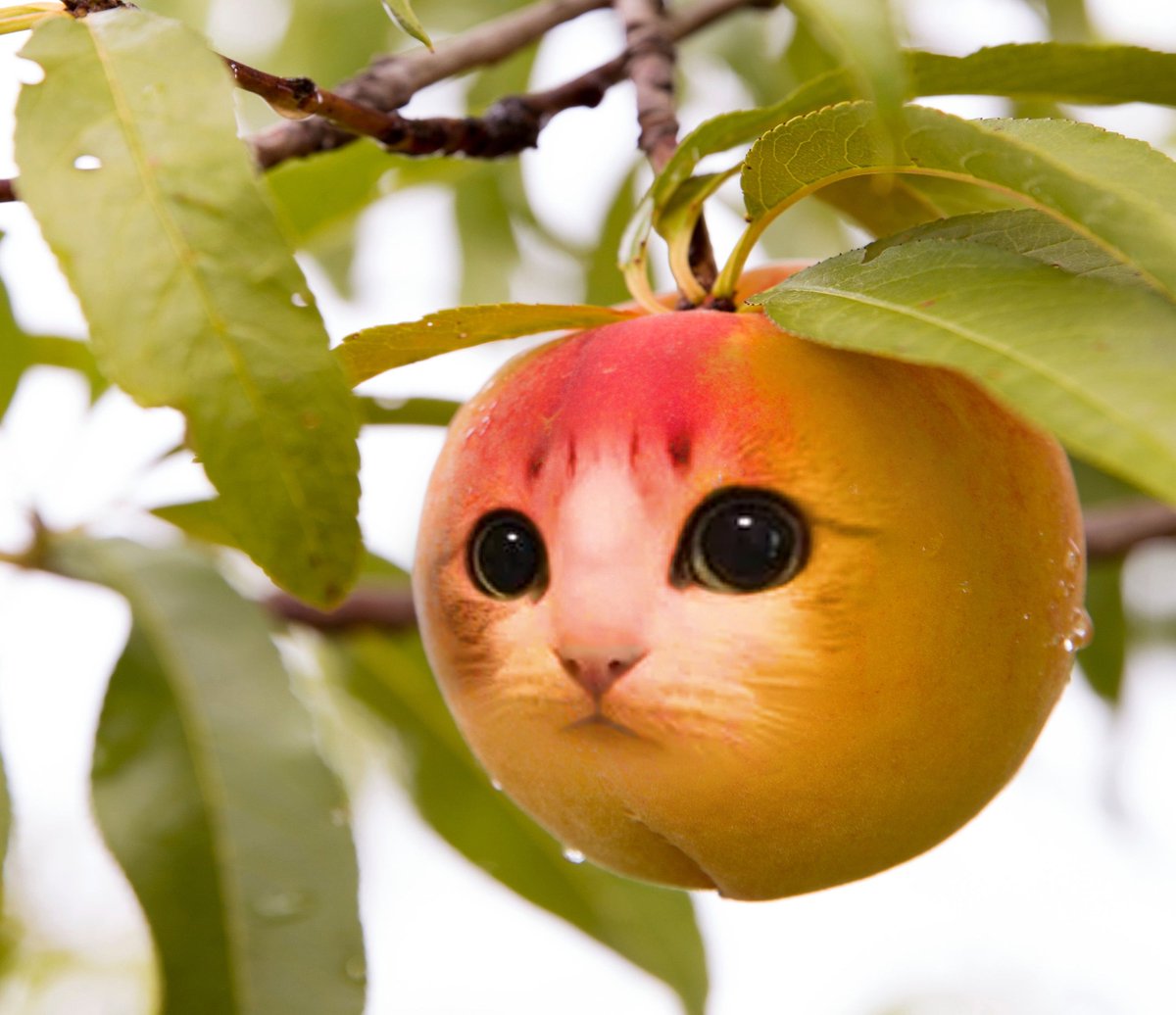 EVIL0LLY's tweet photo. UP AND COMING: Humble farmer introduces world's first cat faced peaches coming to stores near you this summer 2026 https://t.co/mdgQsiOBlo