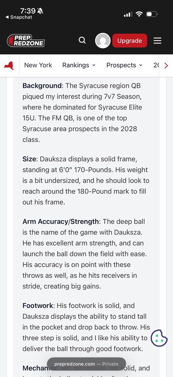 GrahamDauksza's tweet photo. Thank you @PrepRedzoneNY for ranking me as a top player in New York class of 2028 and thanks to @PRZcory for the write up! 
@JJ_Razmovski @Syracuseelite7 https://t.co/UQLDZLIlIY