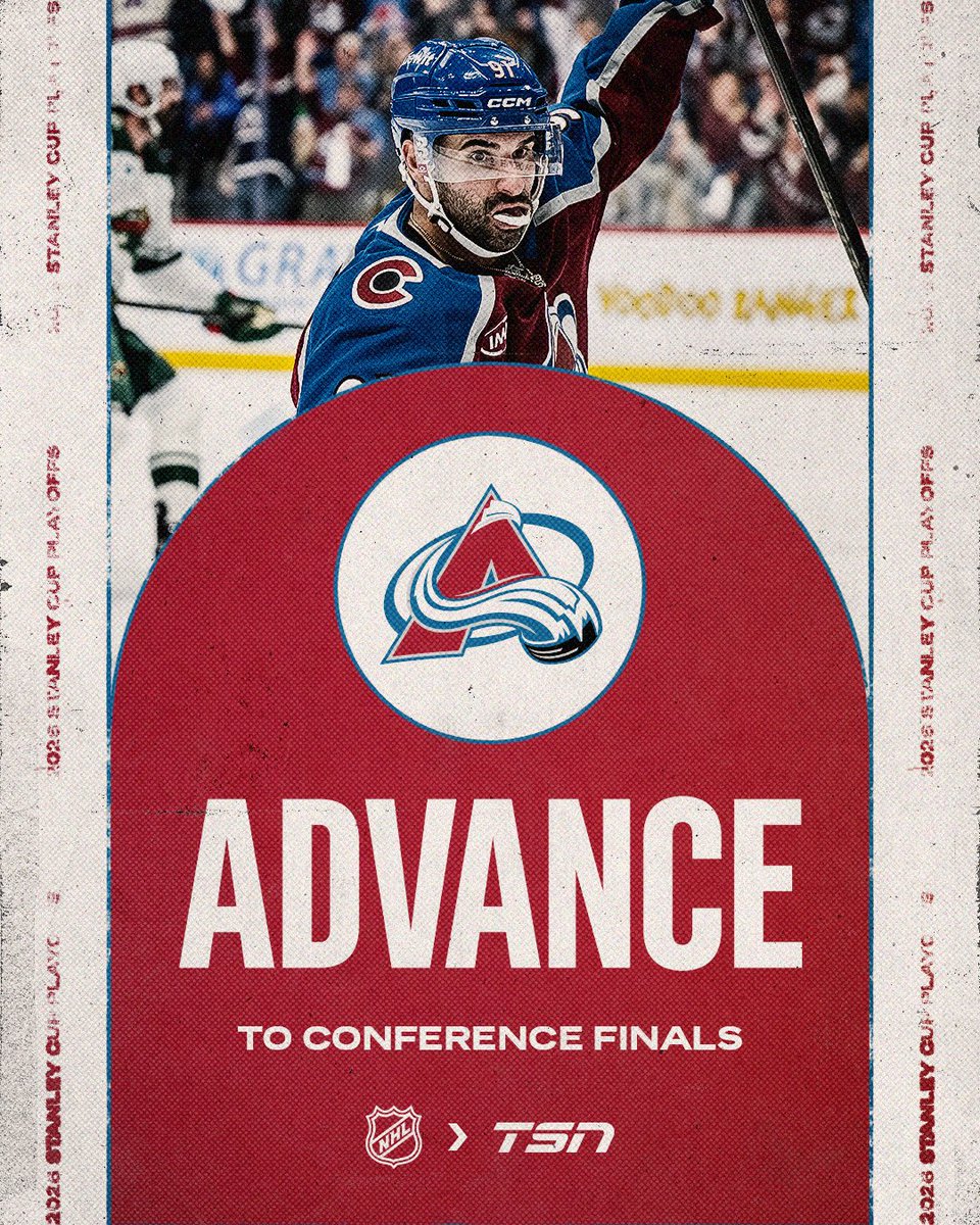 TSN_Sports's tweet photo. The Colorado Avalanche are off to the conference finals after defeating the Wild in five games! 🏔️ https://t.co/JQHq0JLf8m