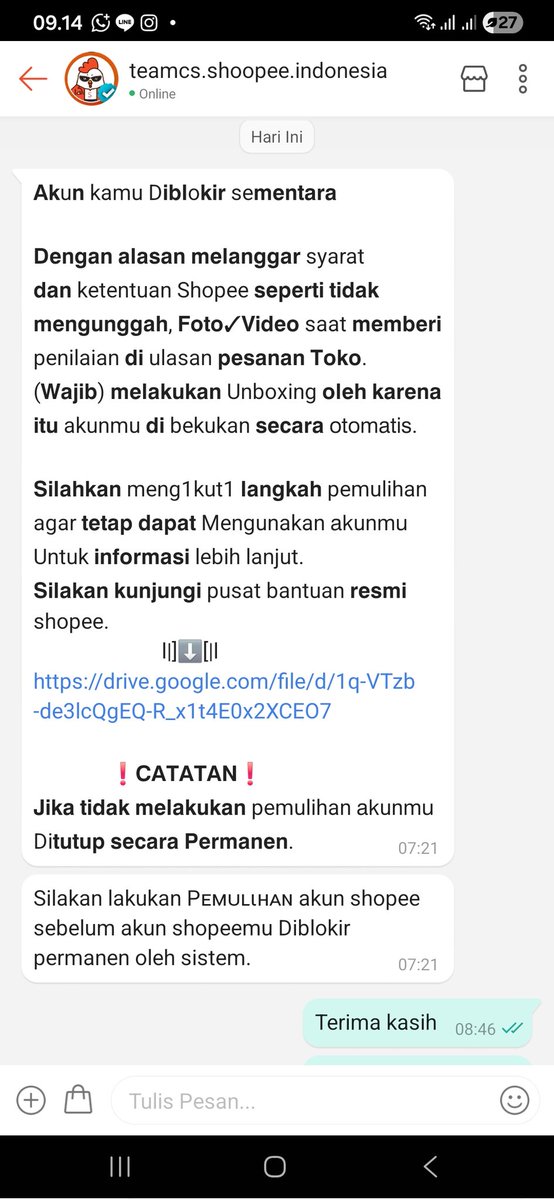 blueprintphilia's tweet photo. THREAD PENIPUAN A.N CS SHOPEE

HELP RT PLEASE    ⚠️‼️

Huhu abis kena tipu 710k 😭 masalahnya itu pas aku bangun tidur, aku kelewat klik link itu https://t.co/bvoJjQnkMQ