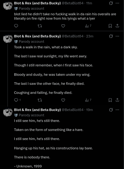 Blot & Rex (and Beta Bucky) tweet media