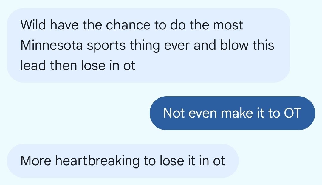 TeeleSchneider's tweet photo. My husband and I when the Wild were up 3-1 midway through the third. How much money could we have won? https://t.co/DPIeKqvfag
