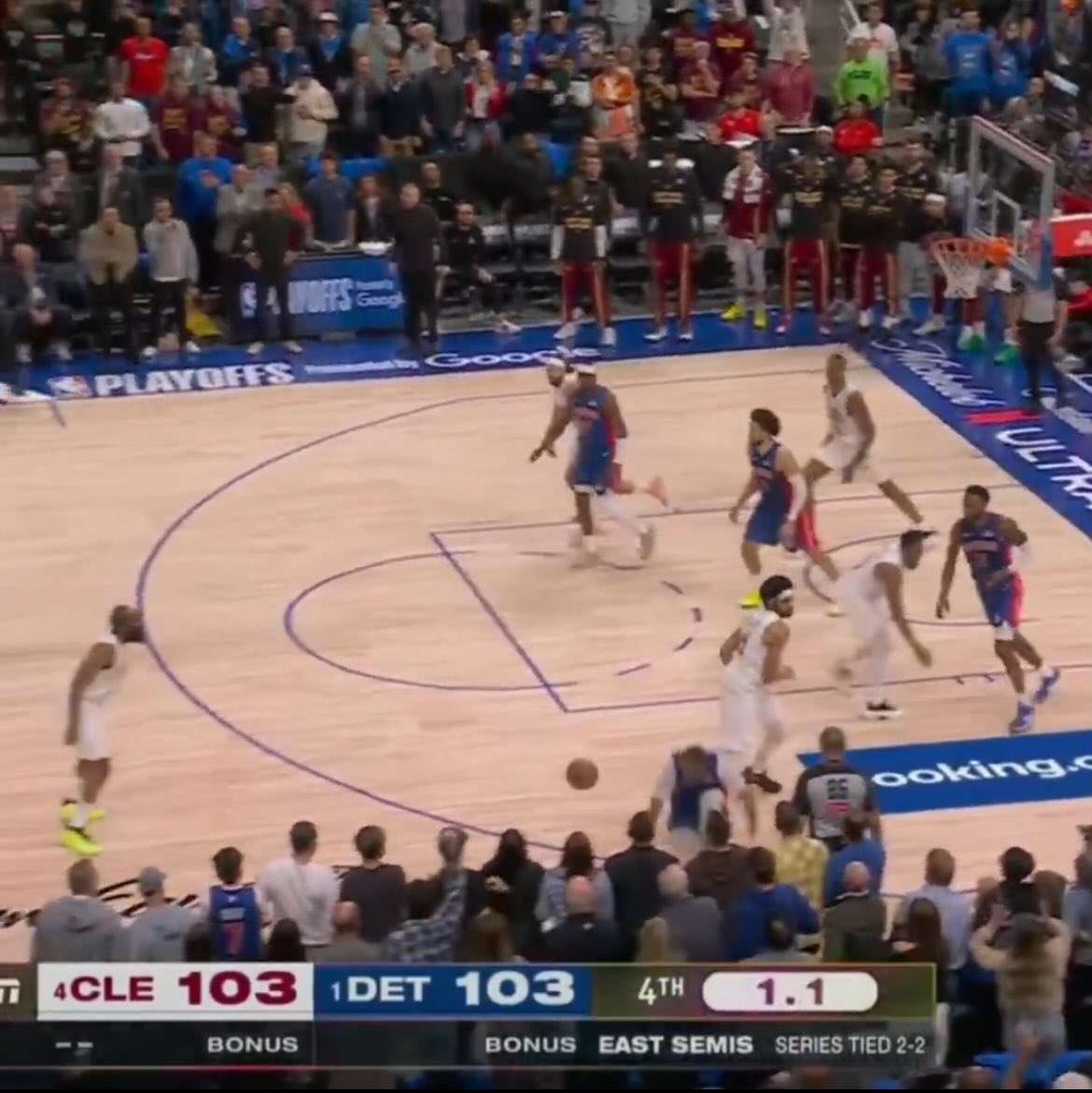 MattBroshar's tweet photo. @NateDuncanNBA Game shouldn’t have even gone to OT. This wasn’t one of those 50/50 fouls you let go since it’s at the buzzer, it was a legit foul by Jarrett Allen right in front of Tony Brothers and he just swallowed the whistle. https://t.co/VObEEi7adB