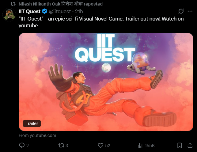 iitquest's tweet photo. Glad to be reposted by Nilesh Oak ji. Thank you 🙏 https://t.co/KXpcQQjBkh