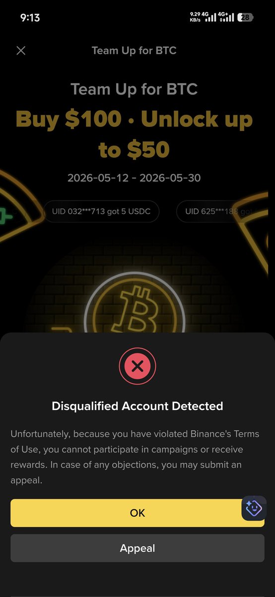 romjan8210's tweet photo. 🚫 Binance Again Said “Not Eligible” 🙂💔
Complete tasks ❌
Follow rules ❌
Still getting:
“Disqualified Account Detected” 🤡
Meanwhile random UID getting rewards every hour 😭💸
#Binance #Crypto #BTC #BinanceCampaign #NotEligible #CryptoCommunity https://t.co/5qzqlttDGd
