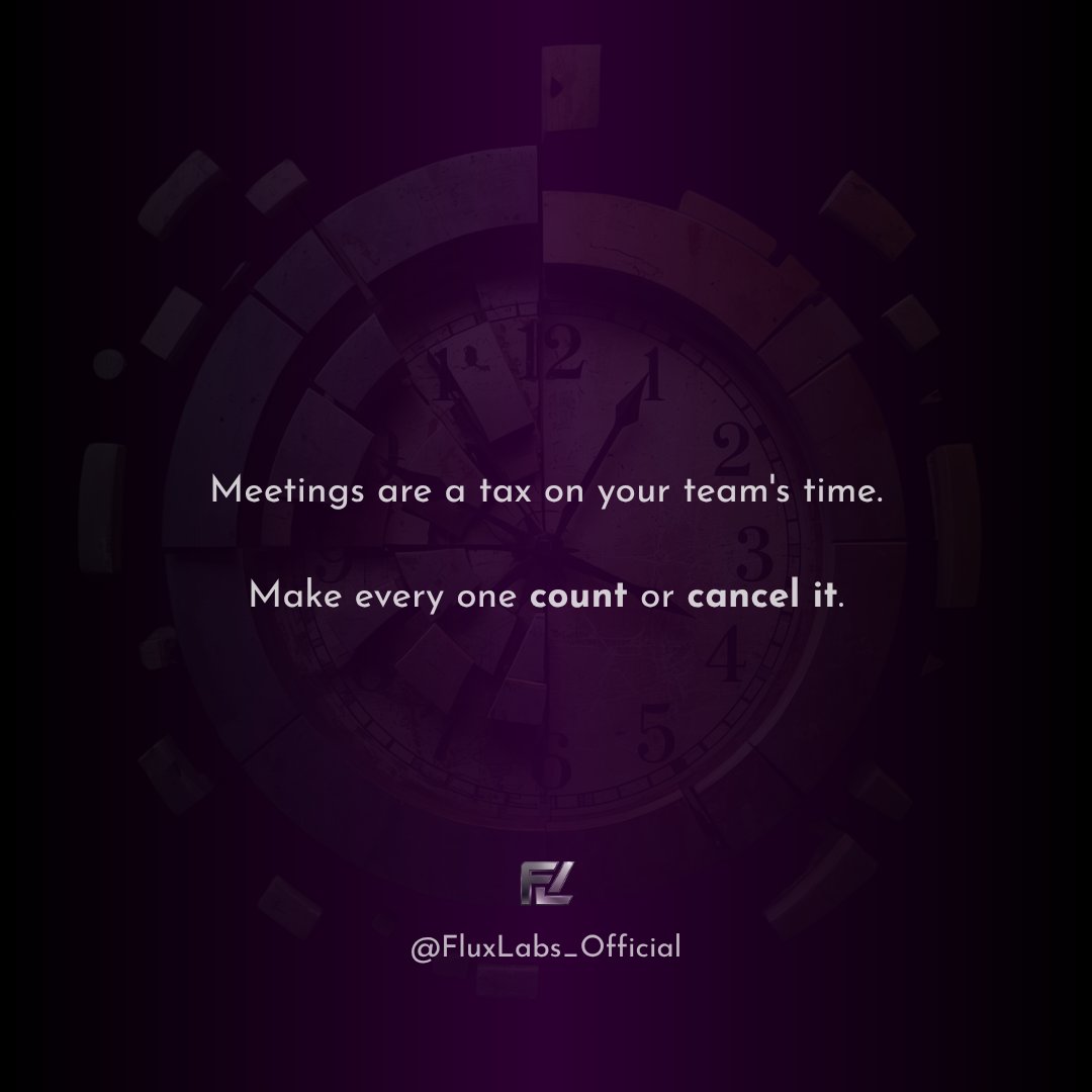 FluxLab_HQ's tweet photo. Time isn’t spent in meetings. It’s lost there. We use it better.

#FluxLabs #FromVisiontoValue #Growth #Productivity https://t.co/yggByyZNCU