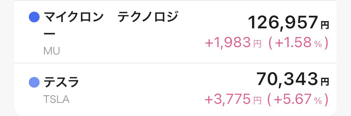 te5vmx's tweet photo. 何もわからないままXの情報だけで
1株ずつ個別株デビュー🥱💫💫
MU テスラ一緒に成長しよ〜 https://t.co/Itv7tCsFWg