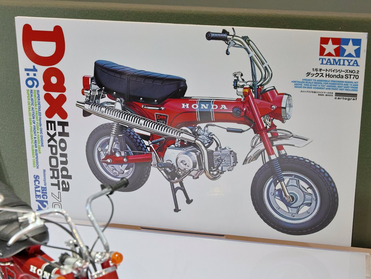 tamiya_plamodel's tweet photo. 【特別販売】1/6 ダックス Honda ST70●5月23日ごろ発売●7480円(税込)(ITEM:16002) #静岡ホビーショー #静岡ホビーショー2026 #タミヤ #スケールモデル https://t.co/SnvGtWb4Ez