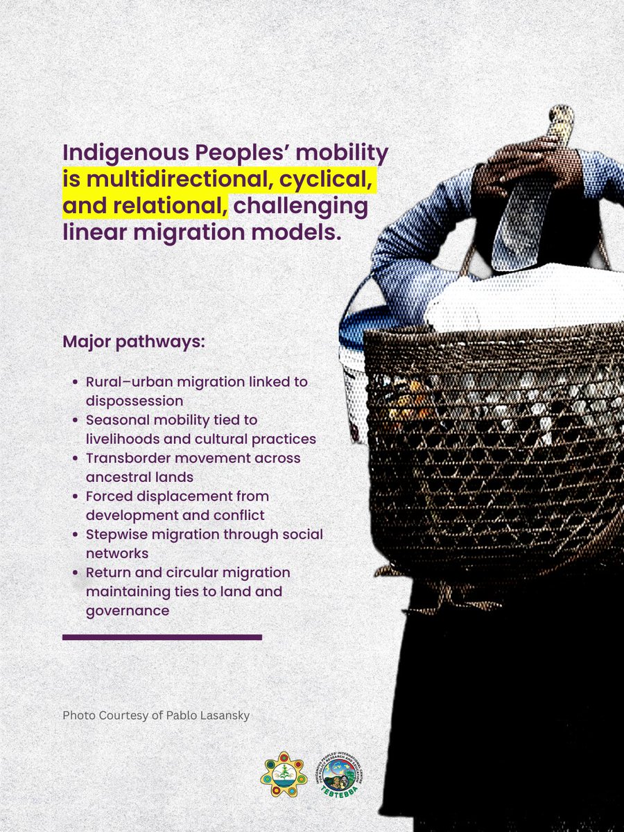 tebtebba's tweet photo. #Read | Indigenous migration isn’t a simple economic choice; it is a reality forced by land dispossession and climate change for up to 500 million people globally. Despite this scale, global policies often treat Indigenous Peoples as invisible or merely "vulnerable," ignoring their collective rights and cultural continuity.
Author: Wilfredo V. Alangui

Swipe through to explore why we must shift from "managing movement" to advancing justice.

Read or download the full Policy Brief here:
 https://t.co/lHt81Y72cX

#WeAreIndigenous
