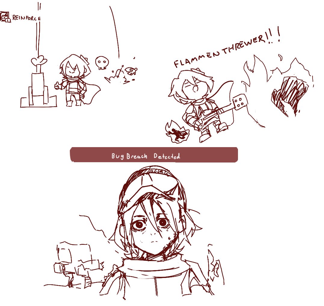 AsephyB's tweet photo. fufu found an old drawing from when I played helldivers for the first time... Good times 🤤 https://t.co/WOKz0K0B3i