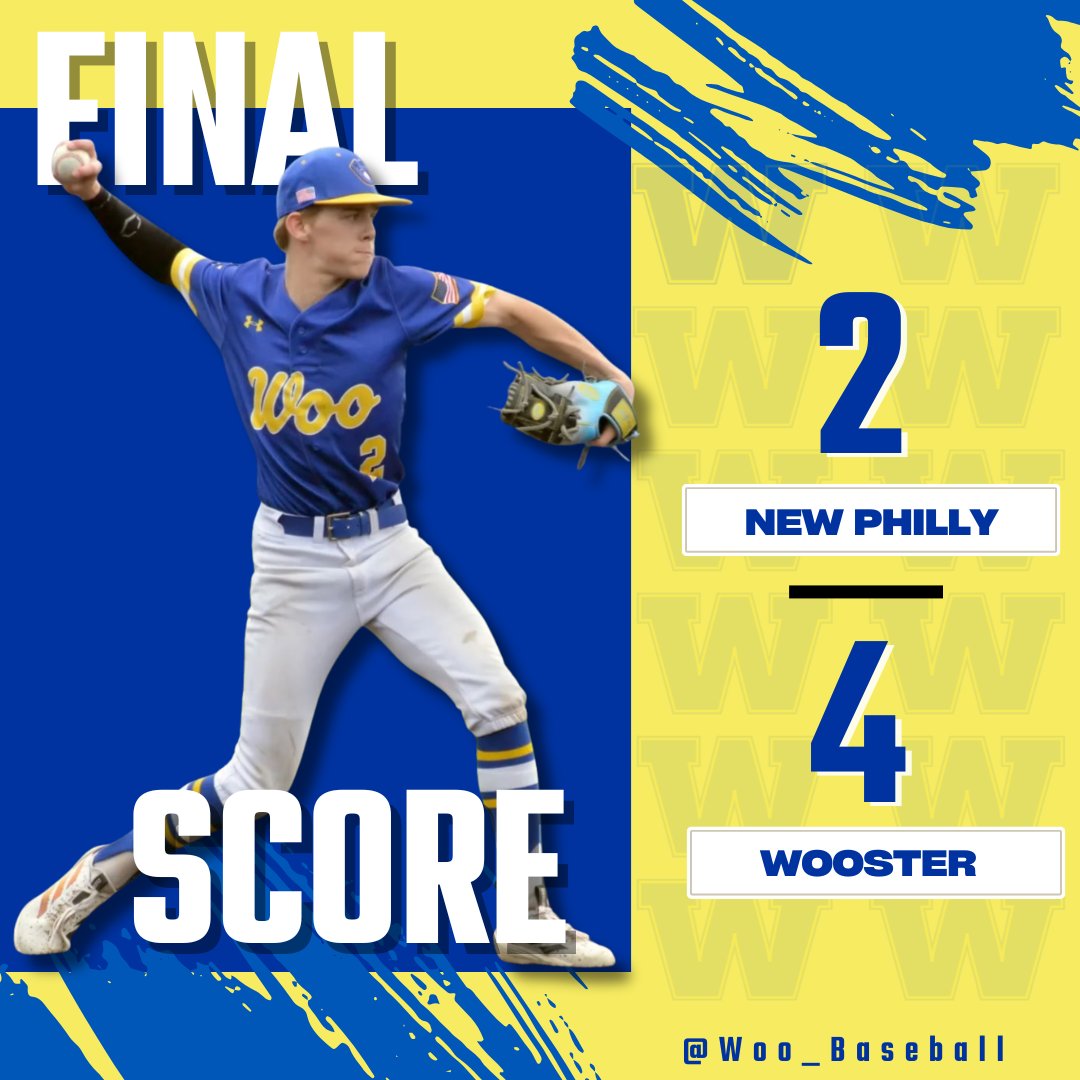 Woo_Baseball's tweet photo. 🚨 VARSITY FINAL 🚨

New Philadelphia 2, Wooster 4! No walkoff needed tonight!! @BrianLapp26 moves to 7-0 (7IP, 2H, 0BB, 9K)! We improve to 13-2 (11-1) overall.

Offense led by:
@wheeler_we22466 3H, 2R
@BrianLapp26 1H, 1R
@Isaac_Yoder10 1H, 1RBI

#ForMaddo https://t.co/k6h43stpQf