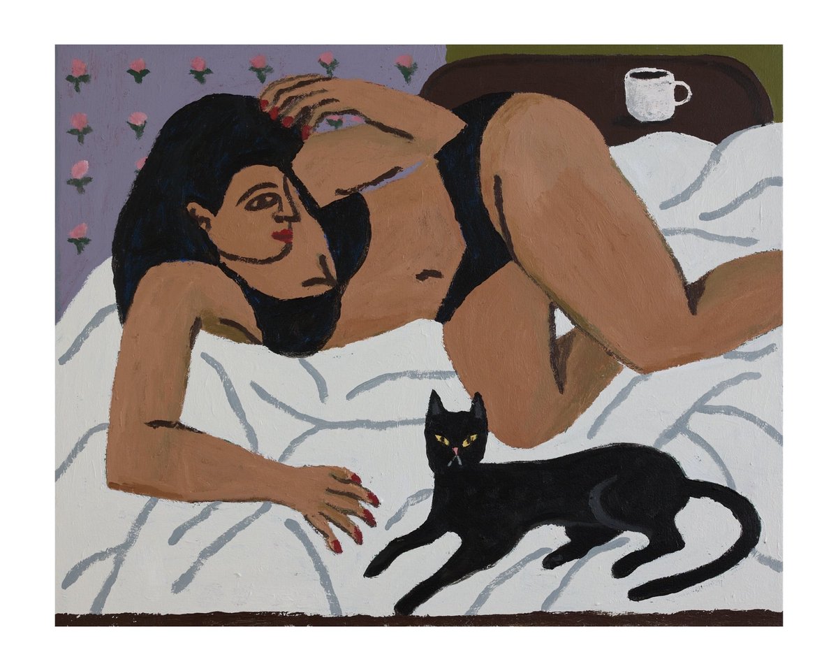 __colby's tweet photo. Woman with black cat - 24x30 inches on canvas. #contemporaryart #contemporarypainting #cat https://t.co/iAyAK1POjv