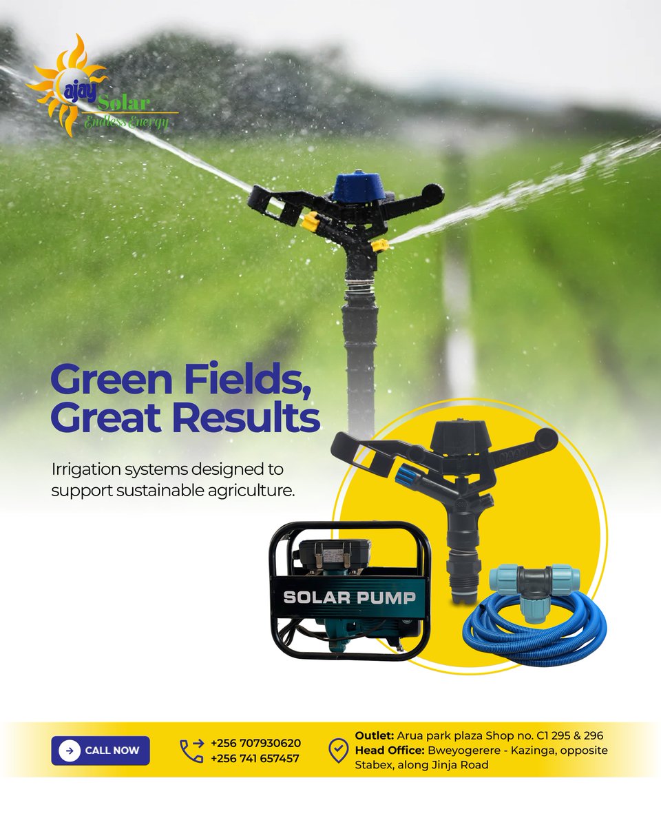 ajaysolaruganda's tweet photo. 🌱 Green fields start with smart irrigation.

Power your farm sustainably with Ajay Solar irrigation systems designed for better yields and efficient water use. ☀️💧

#ajaysolaruganda #irrigationsystems #solarenergy https://t.co/CmFKHzuNEc