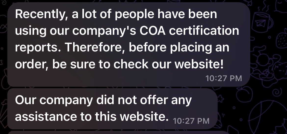 CashCultura's tweet photo. . @vrilpeptides is using COAs that don’t belong to them. 

The peptide manufacturer listed in @peptidemaxxer’s Vril denied that they are in business together. https://t.co/IL9nS65Ne2