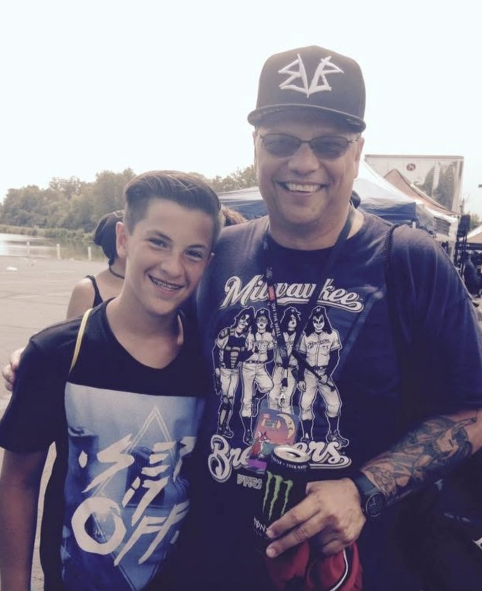The1RONN's tweet photo. @GhostWhoHaunts 11 years ago we met at a Vans tour My son @GraysonMesarosh a 14 year old drummer said he would tour with @blackveilbrides someday.  You said @andyblack said the same thing at that age about Motley I think. You said maybe my son would open for BVB. Well @ArchersUS https://t.co/YbtmzwWH8V