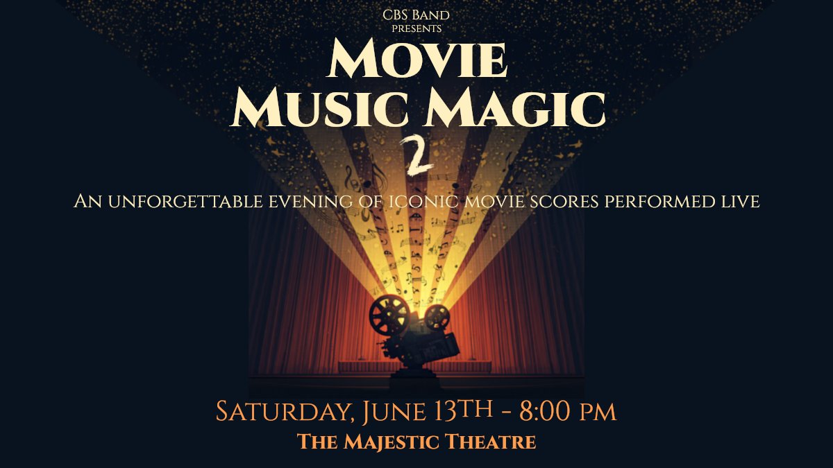 CBSBandNL's tweet photo. The CBS Band returns to the Majestic Theatre with a whole new roster of incredible movie music! Experience legendary and award winning musical scores and songs from your favourite films, live with the CBS Concert Band and CBS Jazz Band.
https://t.co/GyVQn1in2s https://t.co/PO2AfHolOa