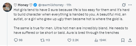 hijackhypergamy's tweet photo. Aura is a point of differentiation to create an unfair advantage.

PsycheMaxxing while everyone else is LooksMaxxing. https://t.co/jmSXhcphYs