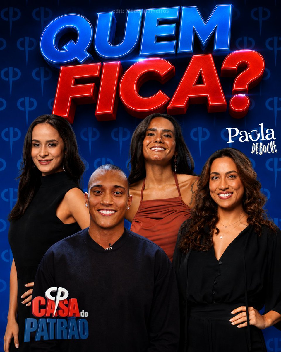 PaolaDeboche's tweet photo. QUEM VOCÊ QUER QUE FIQUE NESSE TÁ NA RETA ?

LUIZA , JP , MORENA OU NIKITA?
#CasaDoPatrão https://t.co/UfB9jGUH2b