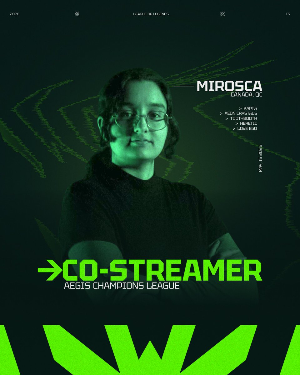 TeamSamsaraX's tweet photo. We're proud to welcome 🇨🇦🇫🇷@Miirosca as our official co-streamer for the @AegisEsportsGG ACL Spring Playoff.

All our playoff match will be streamed on her channel 
https://t.co/CWAIMvn7ZV https://t.co/JF8vCLpjMj