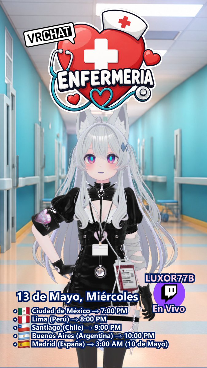 LUXOR77B's tweet photo. Hoy tenemos evento de enfermeras en vr chat los esperamos con con mucho gusto, vamos a ir a sanar tu dolor grrr XD https://t.co/DclZ3nnSxY