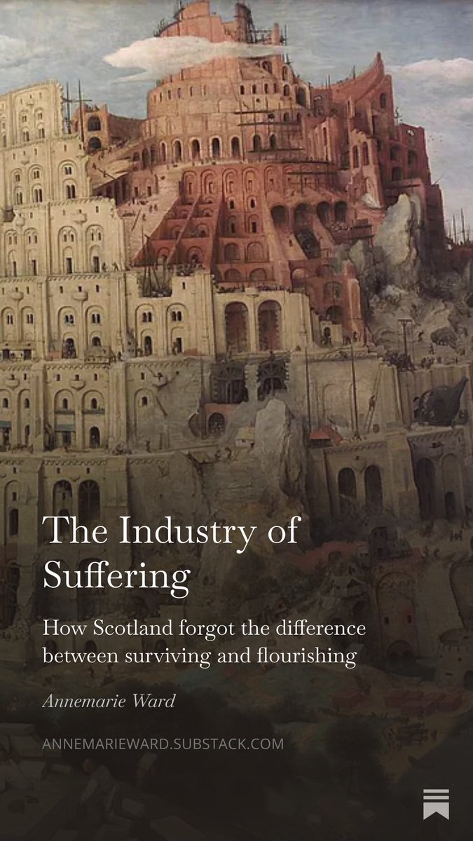 Annemarieward's tweet photo. 1/2 
Scotland has become extraordinarily skilled at narrating suffering while growing strangely incapable of describing what human flourishing actually looks like.
A remarkable new academic paper by Monteux, Smith, MacLeod & Fenton asks a deeply uncomfortable question about “lived experience��, trauma culture, and the permanent management of suffering.

My latest piece explores why recovery culture still believes something many modern institutions seem embarrassed to say aloud:

People can recover.